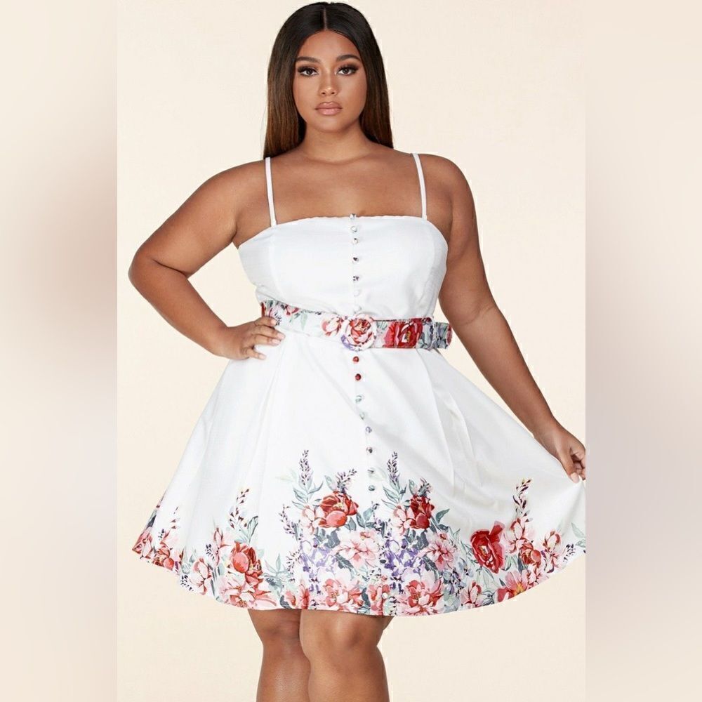 Plus Size Floral Mini Dress - Fit & Flare Style L’atise by Amy - Picture 8 of 9
